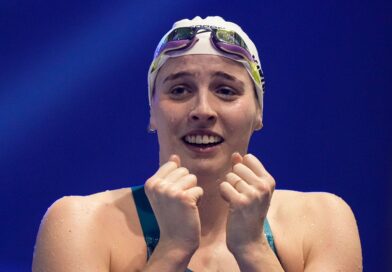 Angelina Köhler aus Deutschland jubelt. Bei den Schwimm-Europameisterschaften schwomm sie über 100m Schmetterling eine neue deutsche Rekordzeit.