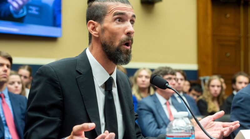 Michael Phelps spricht während einer Anhörung im US-Repräsentantenhaus.