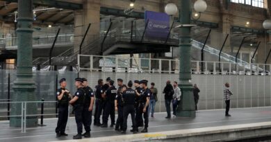 Nach den Brandanschlägen auf die französische Bahn patroullieren Polizisten auf einem Bahnhof in Paris.