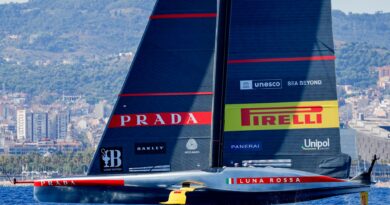 Segelt um die Teilnahme am 37. America's Cup: das AC75-Boot des italienischen Luna Rosa Prada Pirelli Teams.