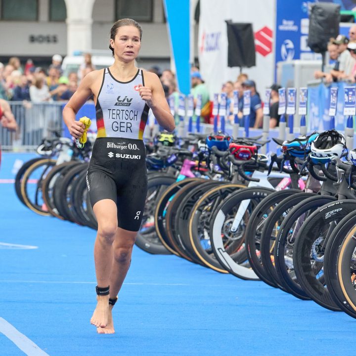 In China feiert Lisa Tertsch ihren ersten Sieg in der World Triathlon Championship Serie. Foto: Georg Wendt/dpa